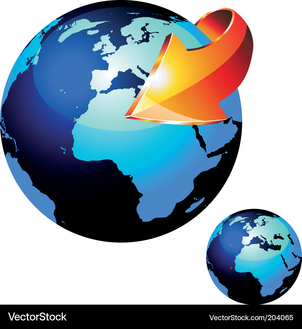 Global Earth Sphere with Arrow Vector Image