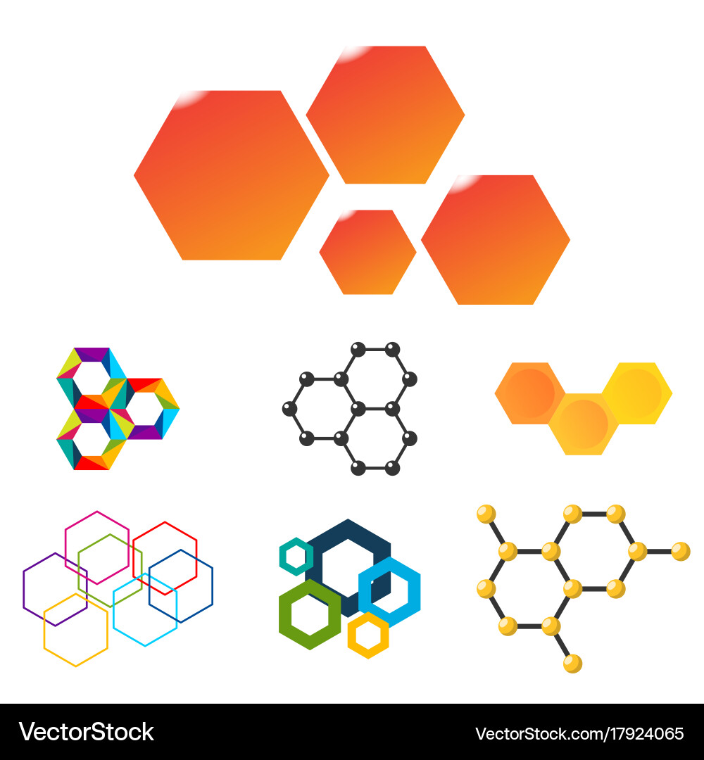 Linear hexagon design elements different Vector Image