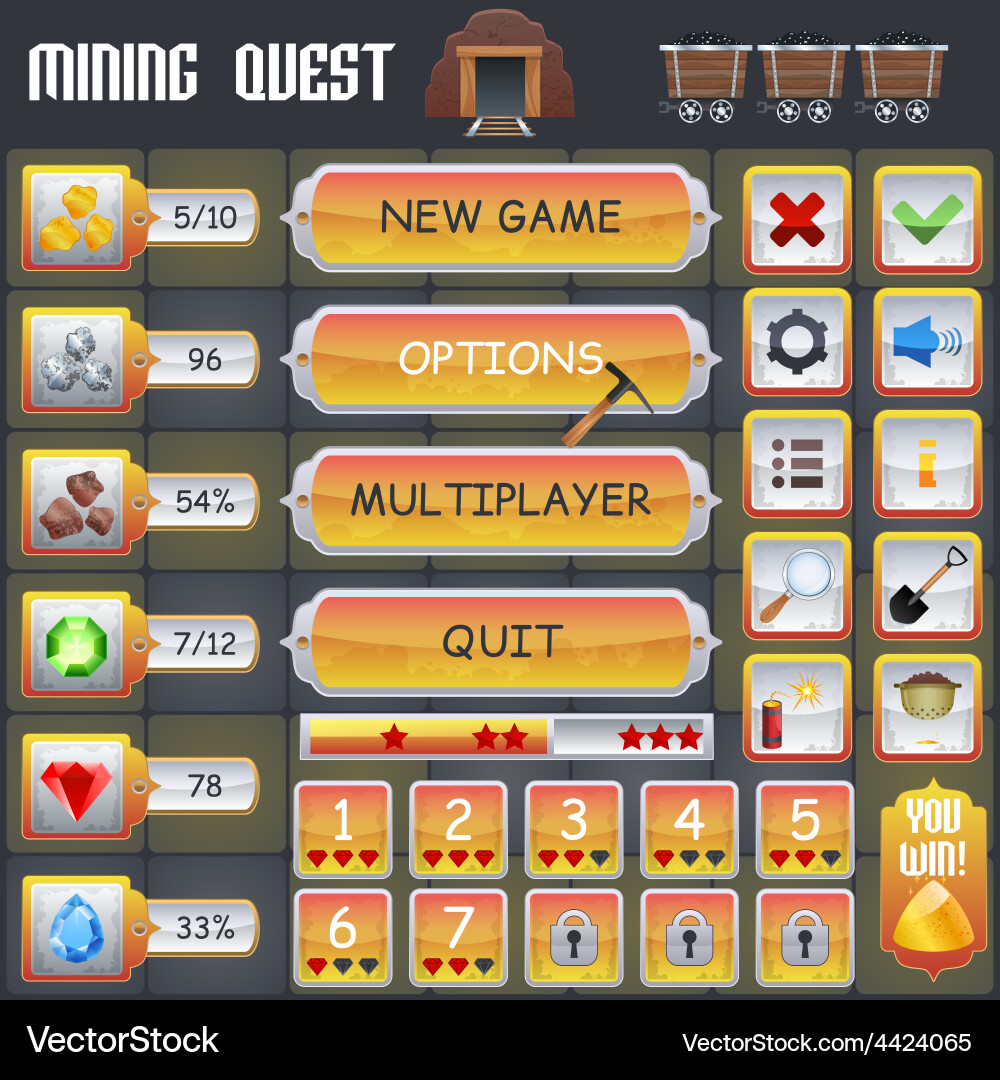 Mining Game Menu vector image