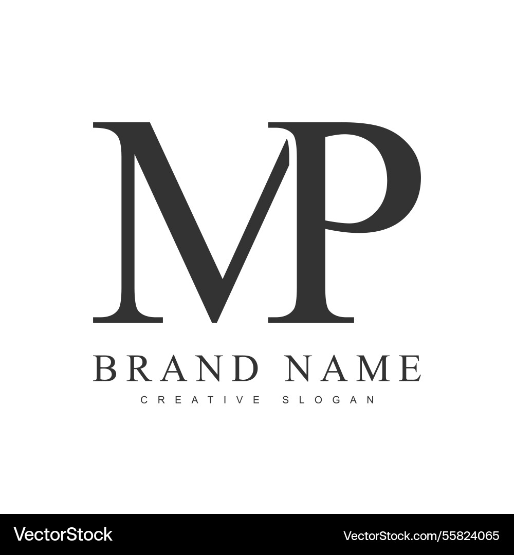 MP Initial Logotype - Modern M & P Vector Image