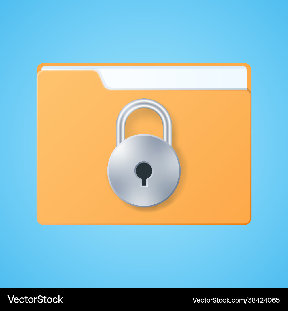 Secure files folder with lock on blue background Secure files folder with lock on blue background vector image