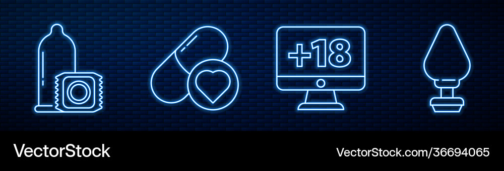 Set line monitor with 18 plus content condom Set line monitor with 18 plus content condom Vector Image