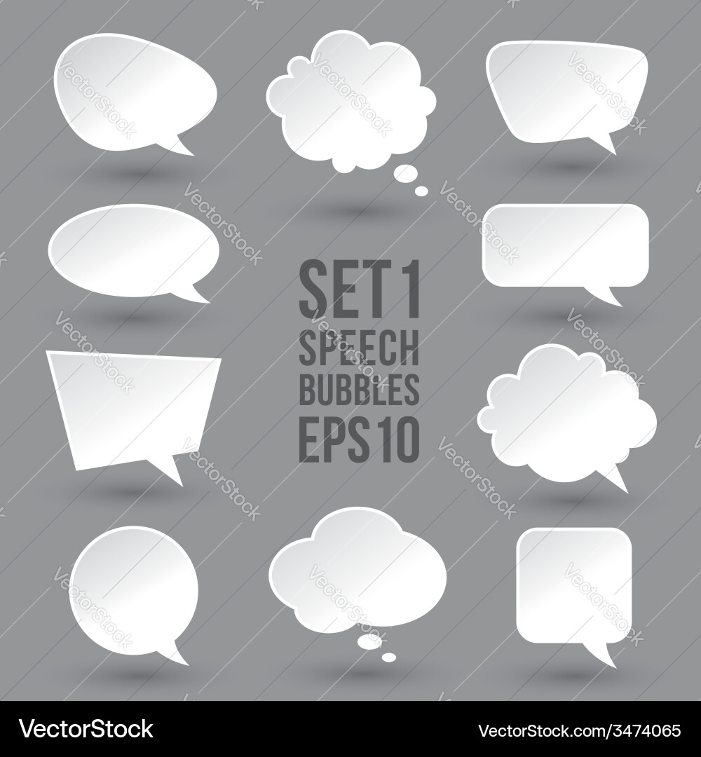 White Speech Bubbles Collection Vector Image