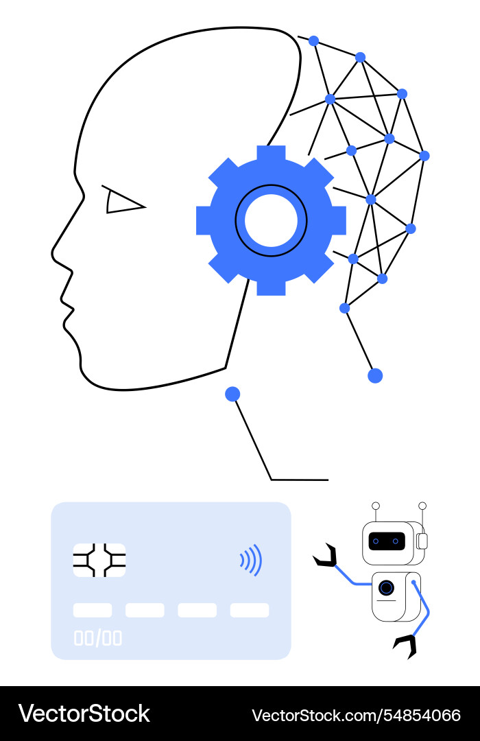 Artificial intelligence integration with payment Artificial intelligence integration with payment Vector Image
