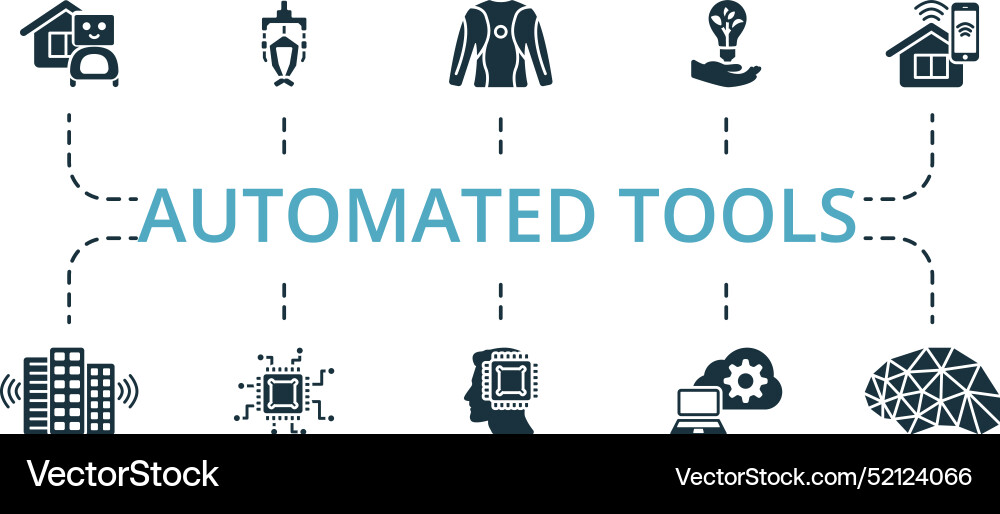 Automated tools icon set monochrome simple Automated tools icon set monochrome simple Vector Image