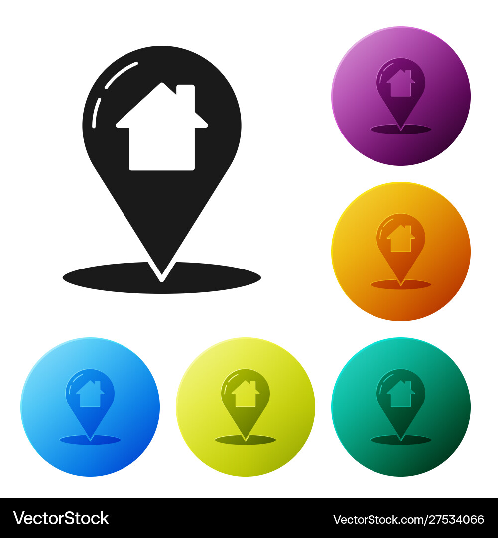 Black map pointer with house icon isolated vector image