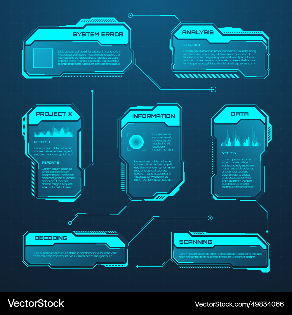 Blue futuristic hud or ui elements sci-fi user Blue futuristic hud or ui elements sci-fi user Vector Image