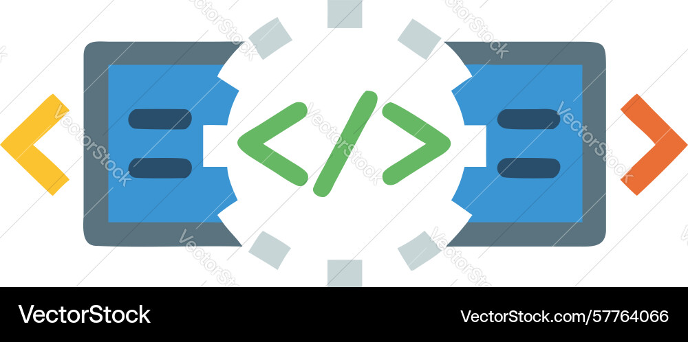 Coding brackets icon for web development design vector image