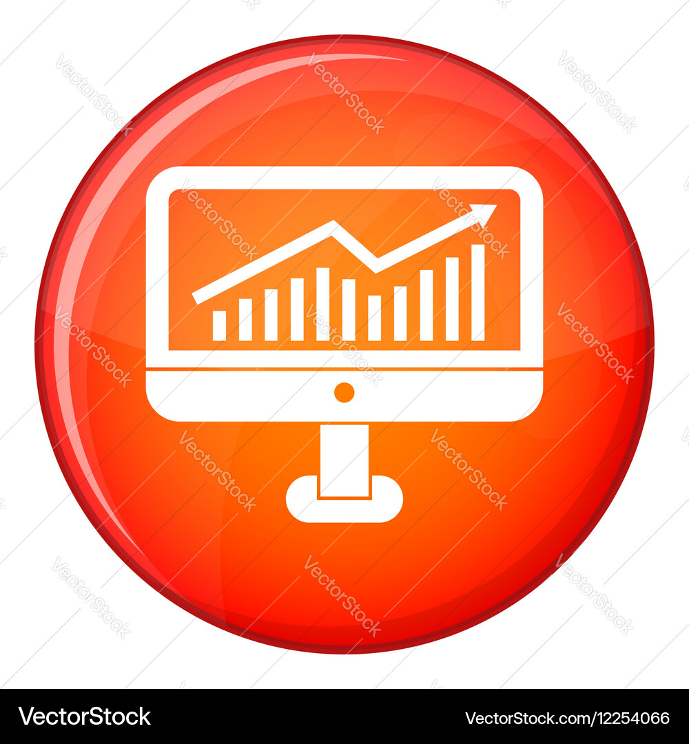 Growth graph on the computer monitor icon vector image
