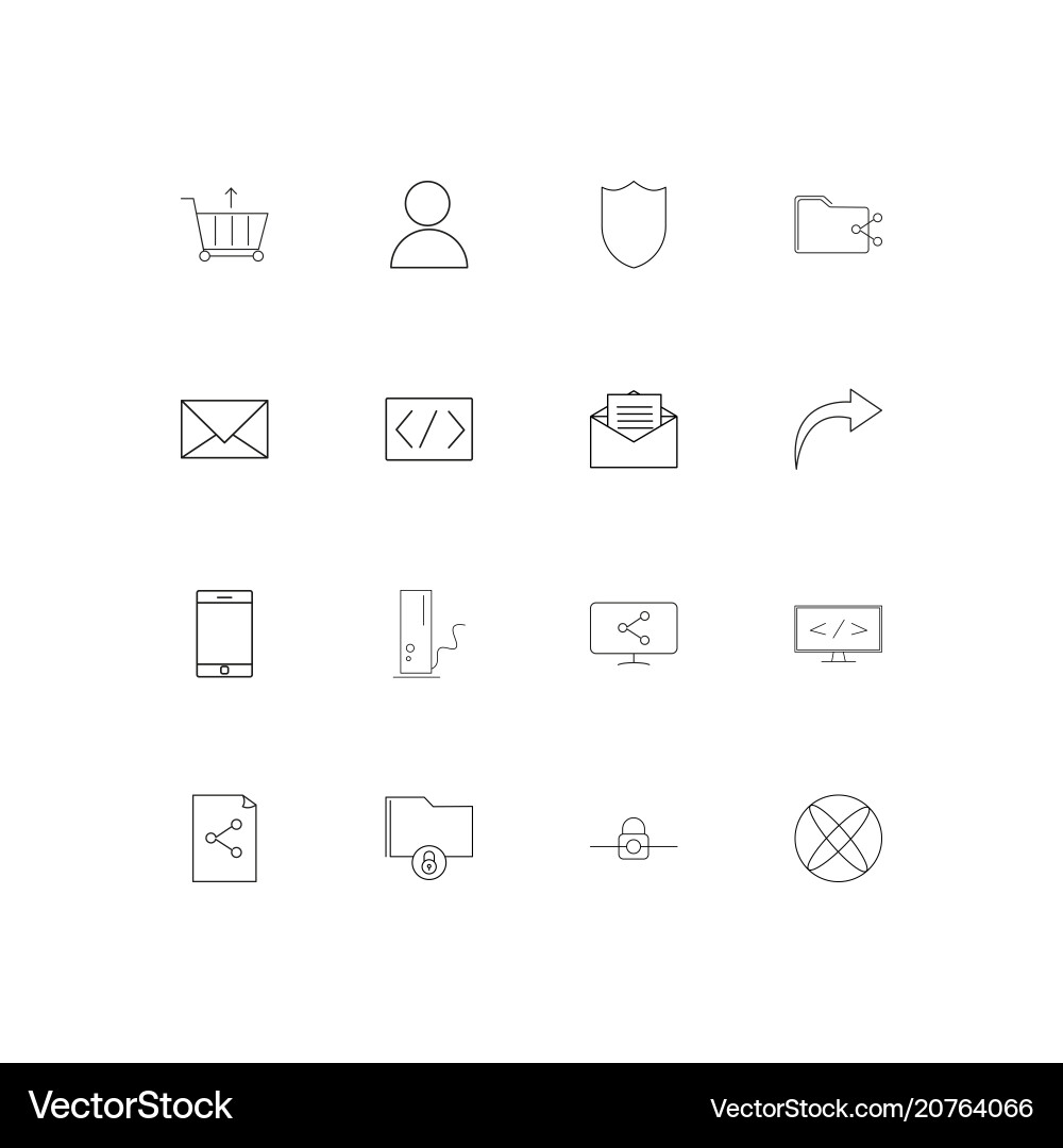 Internet technologies linear thin icons set vector image