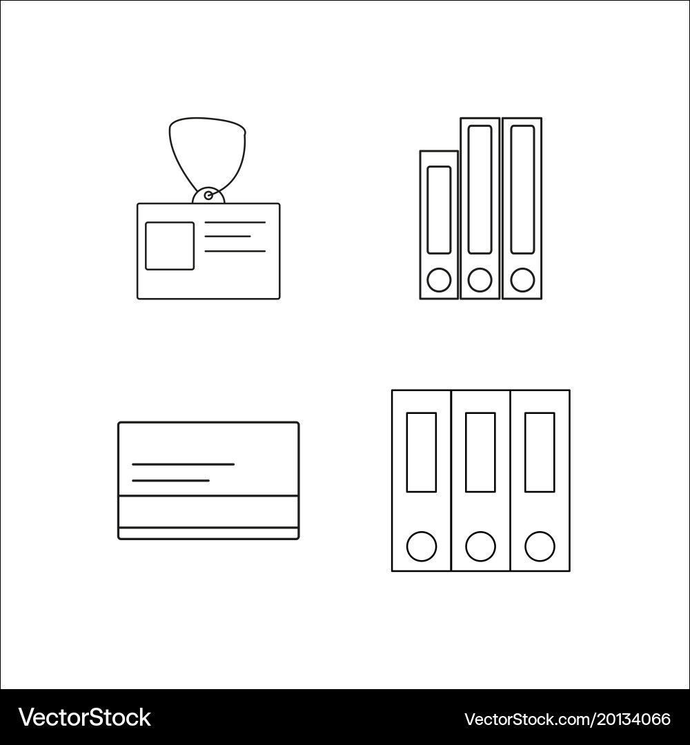 Office simple linear icon setsimple outline icons vector image