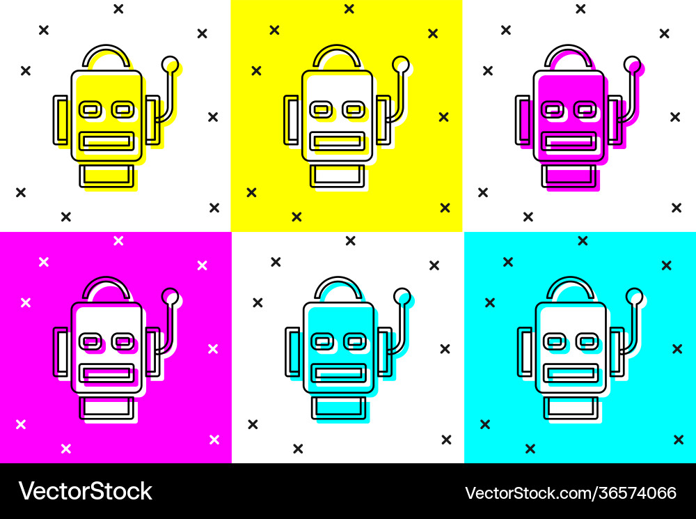 Set robot icon isolated on color background Set robot icon isolated on color background Vector Image