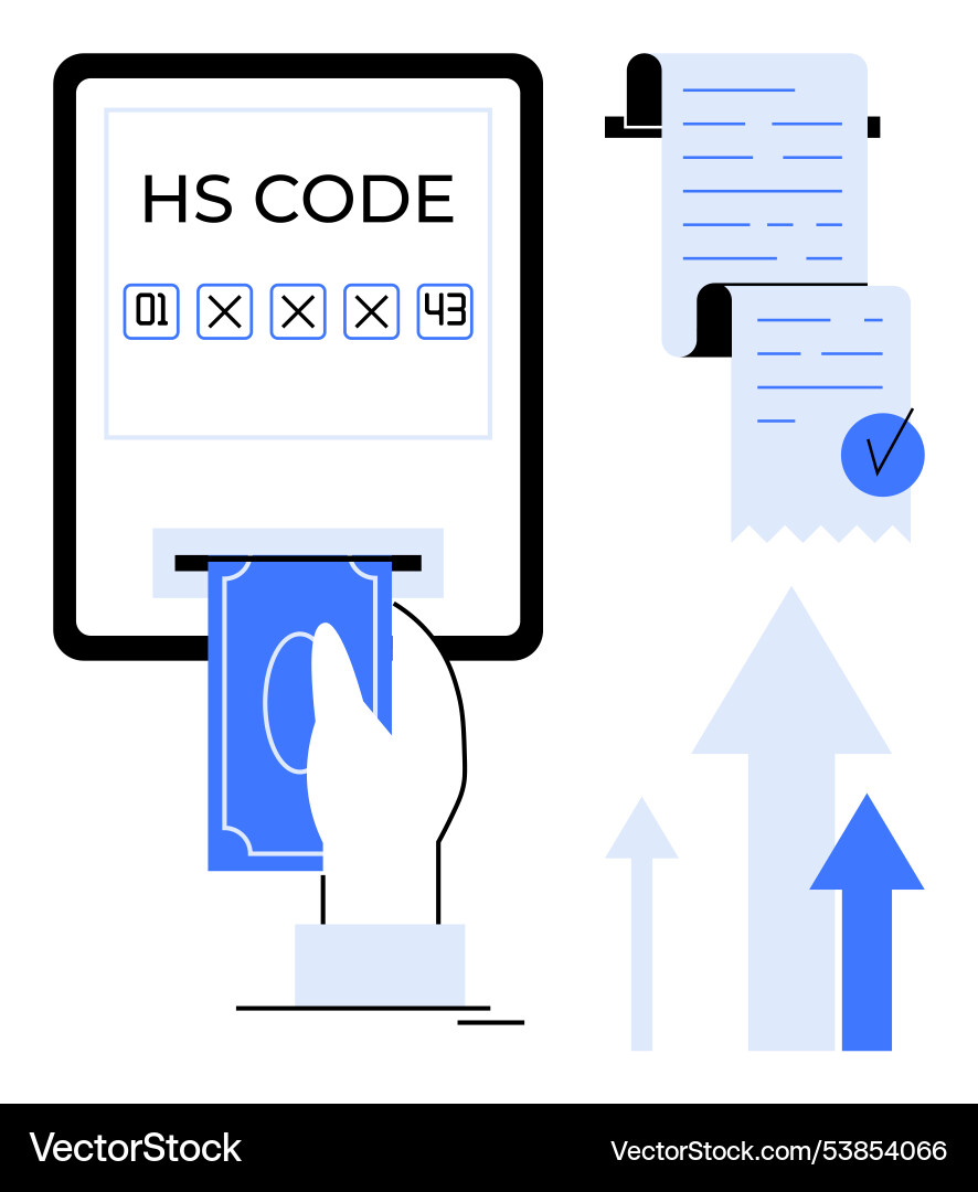 Simplified display of hs code entry transaction Simplified display of hs code entry transaction Vector Image