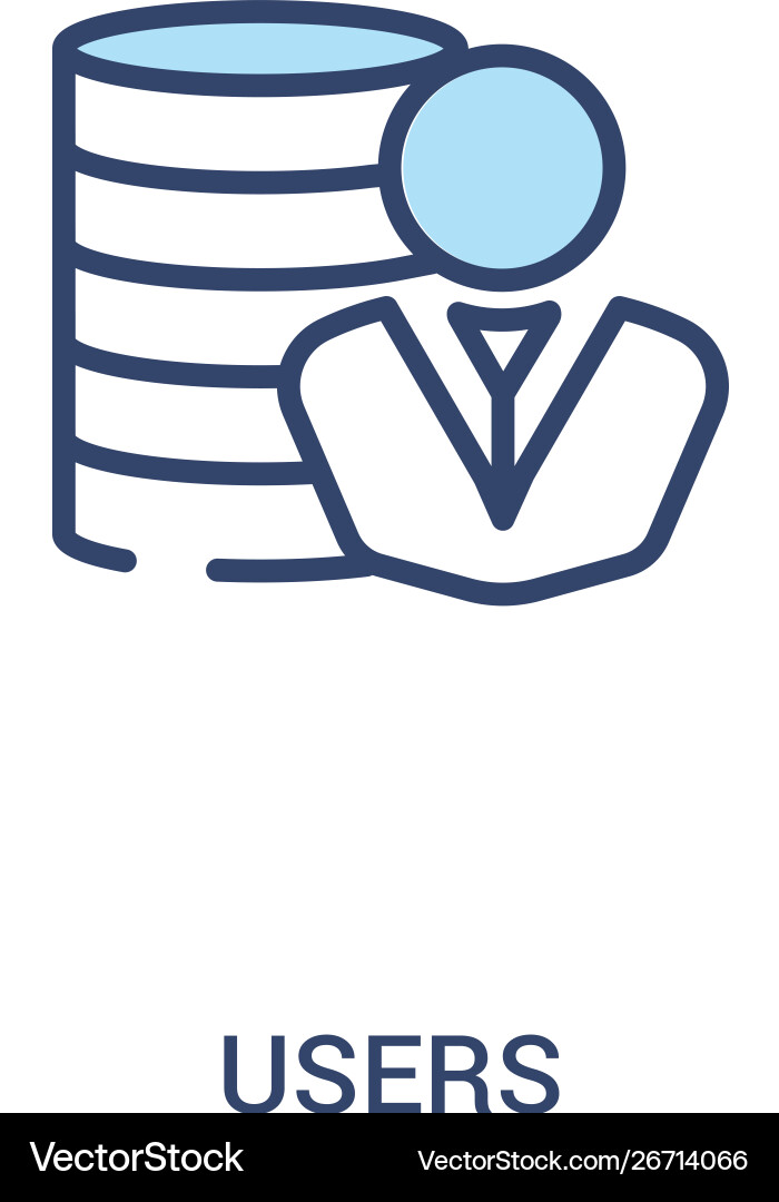 Users concept 2 colored icon simple line element Users concept 2 colored icon simple line element vector image