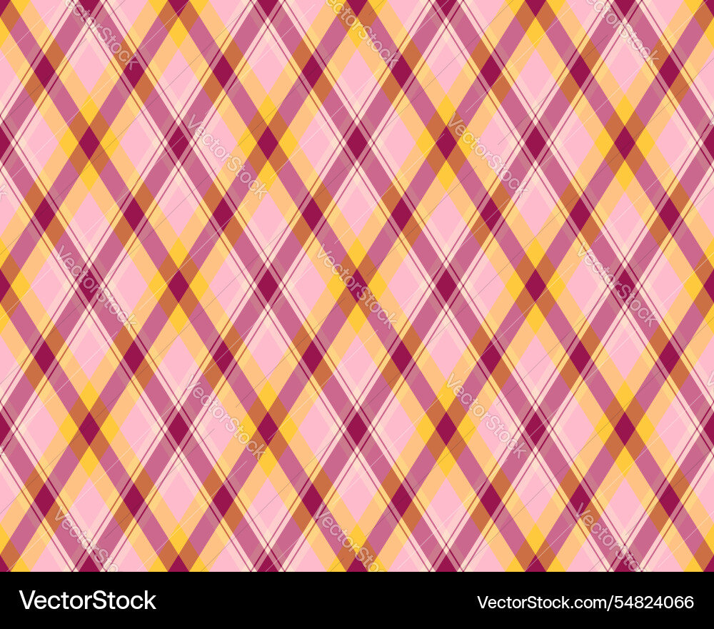 Vibrant diagonal plaid pattern in soft pink gold Vector Image