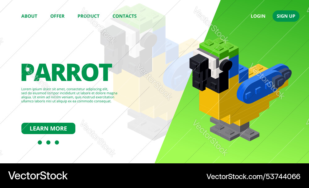 Web template with a parrot Web template with a parrot vector image