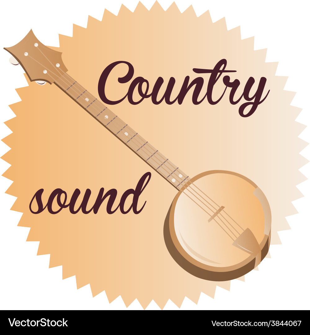 A colored label with text and banjo Vector Image