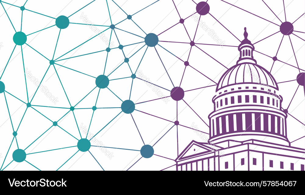 Capitol building connected network lines global Vector Image