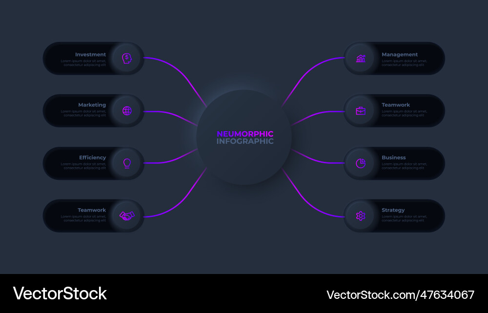 Central circle with rounded elements on the both Central circle with rounded elements on the both vector image