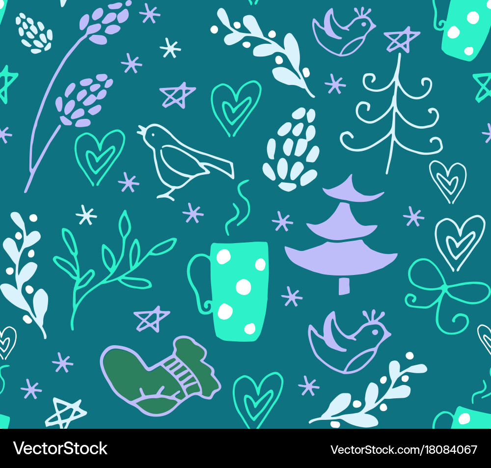 Christmas seamless pattern with fir tree Vector Image