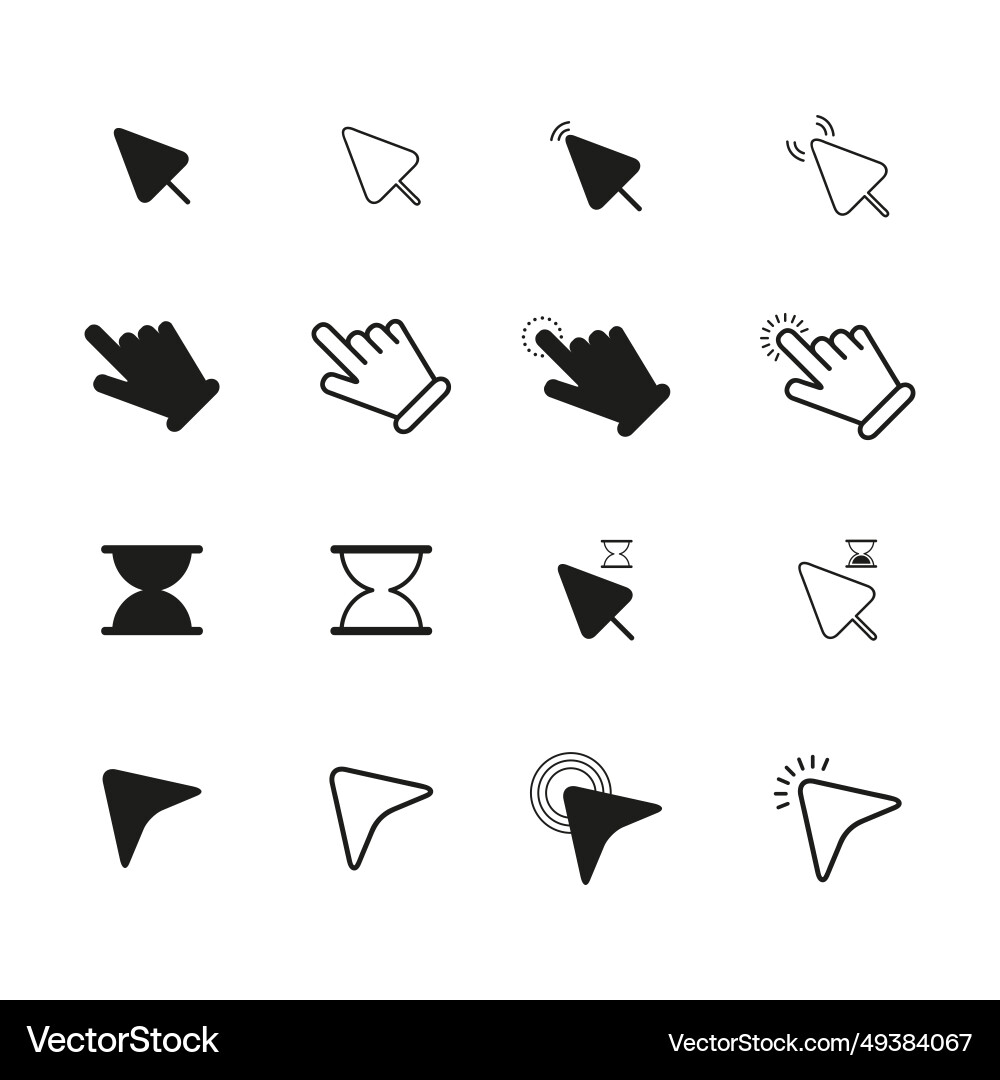 Design mouse cursor set isolated on white Design mouse cursor set isolated on white vector image