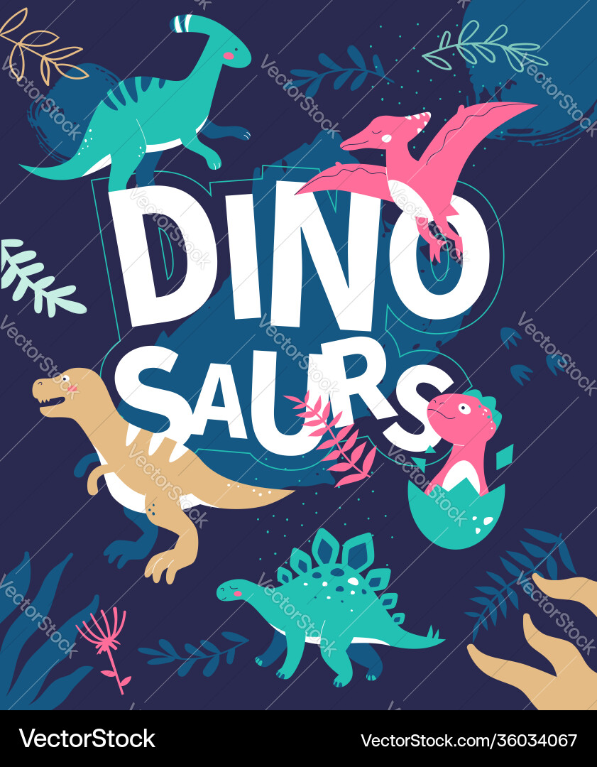 Dinosaurs - flat design style vector image