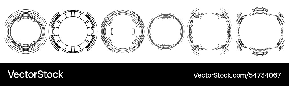 Image is a series of five circular interface Image is a series of five circular interface Vector Image