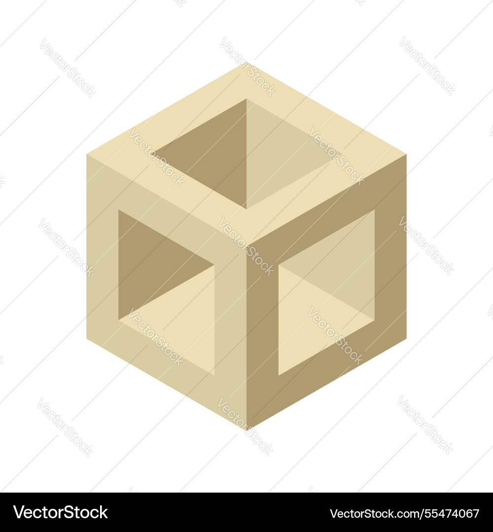 Isometric cube with inner structure minimalist vector image