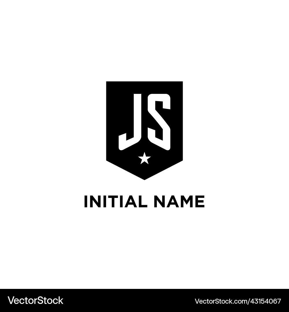 Js monogram initial logo with geometric shield vector image