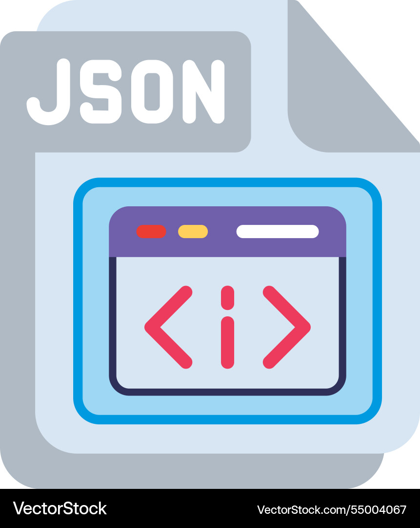 Json flat icon design vector image