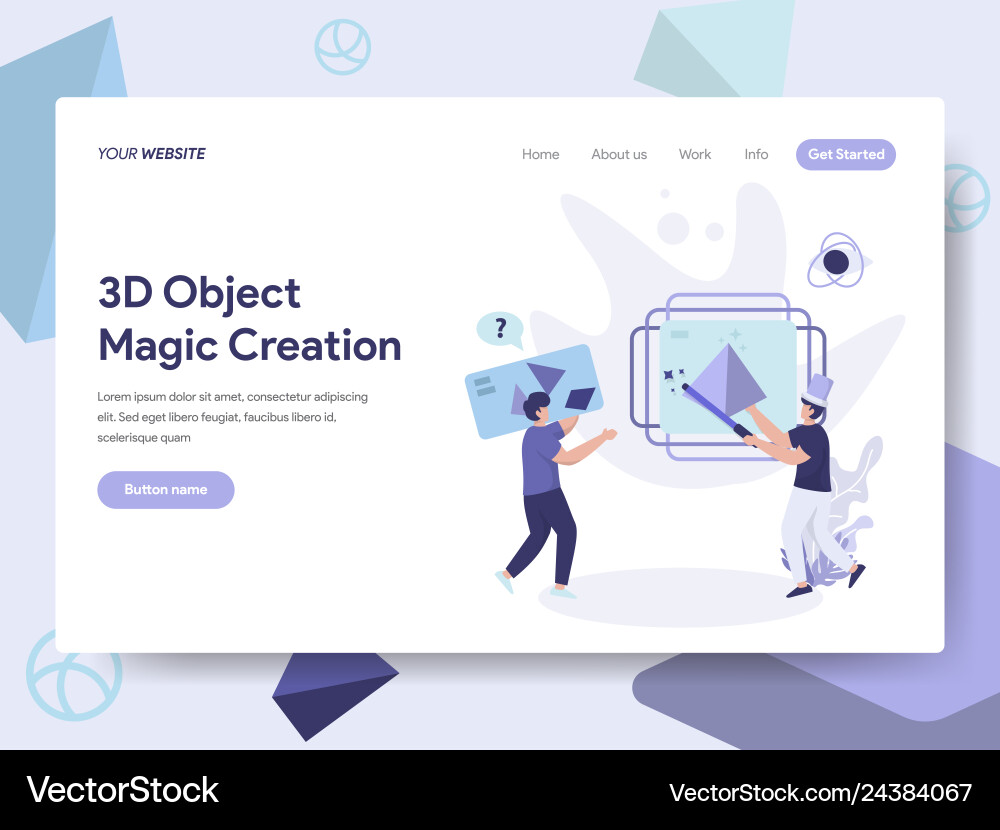 Landing page template of 3d printing object magic Landing page template of 3d printing object magic vector image