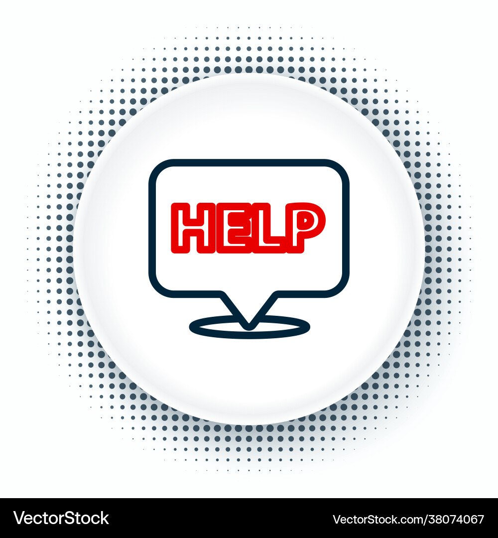Line speech bubble with text help icon isolated Line speech bubble with text help icon isolated vector image