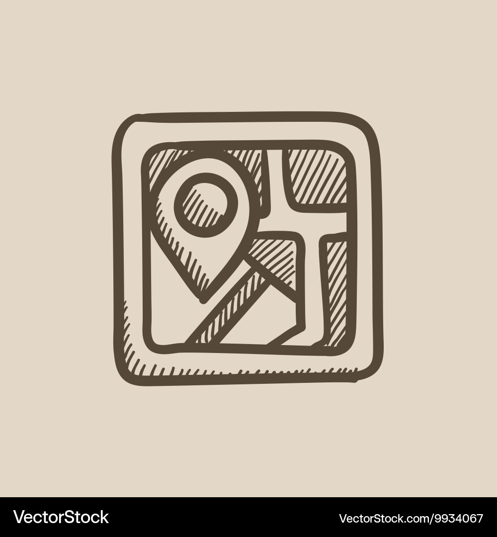 Map with pointer sketch icon Vector Image