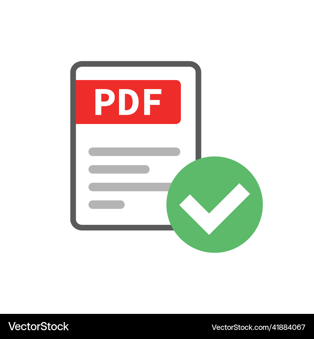 Pdf file and check mark icon Vector Image
