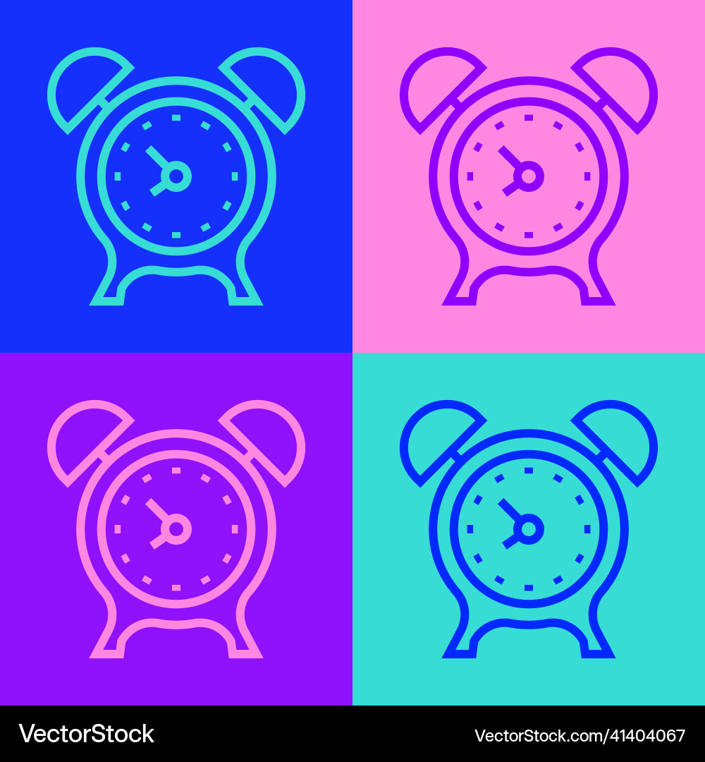 Pop art line alarm clock icon isolated on color Pop art line alarm clock icon isolated on color Vector Image