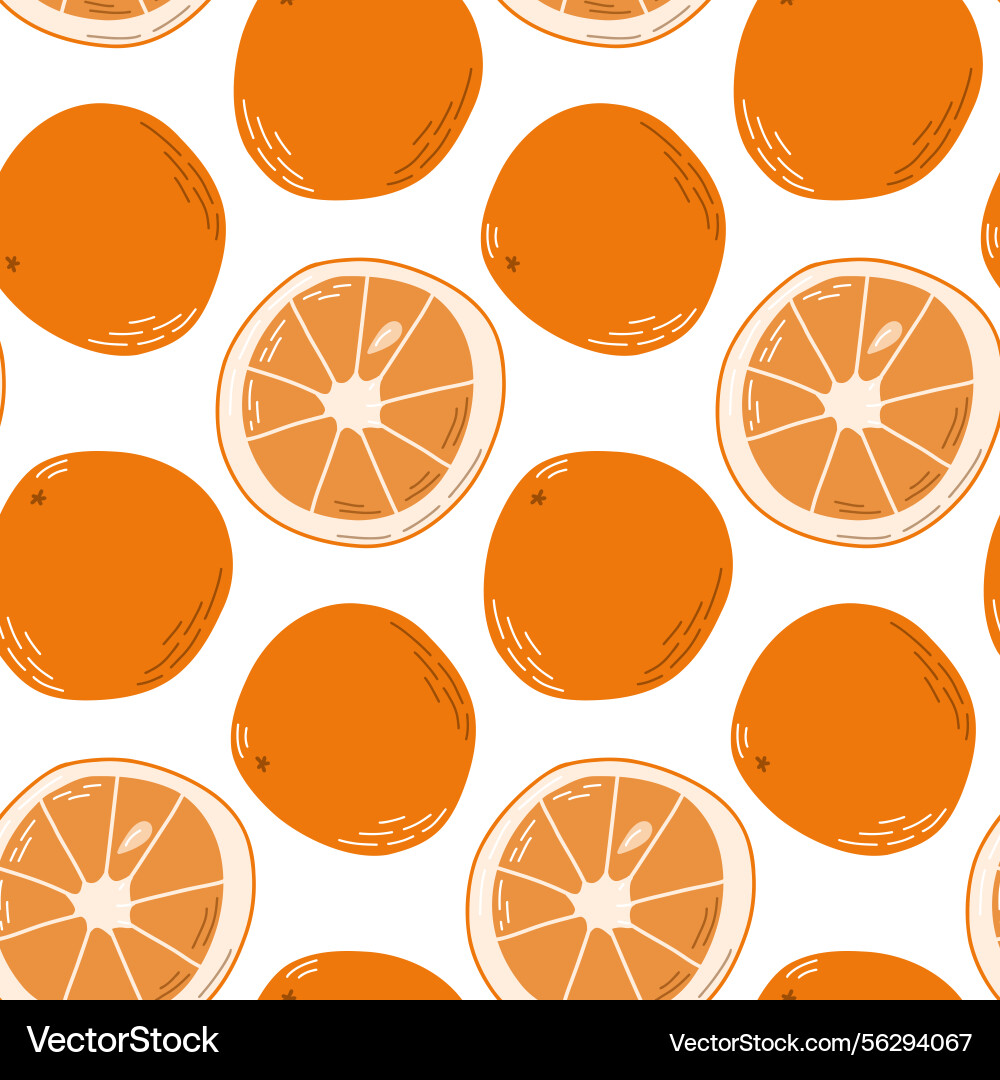 Seamless pattern of oranges and slices Seamless pattern of oranges and slices Vector Image