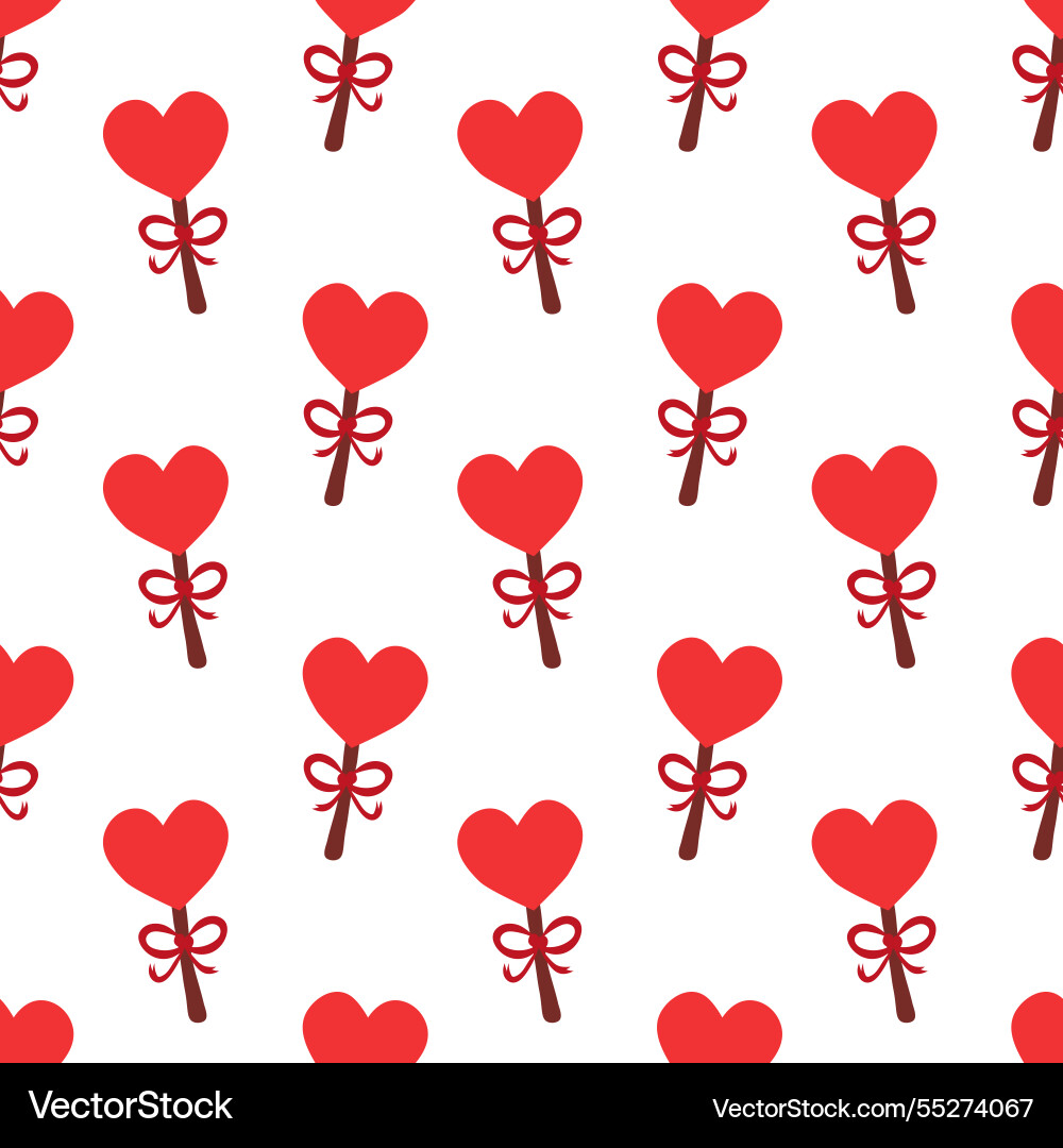 Seamless pattern red lollipop in shape of heart Vector Image