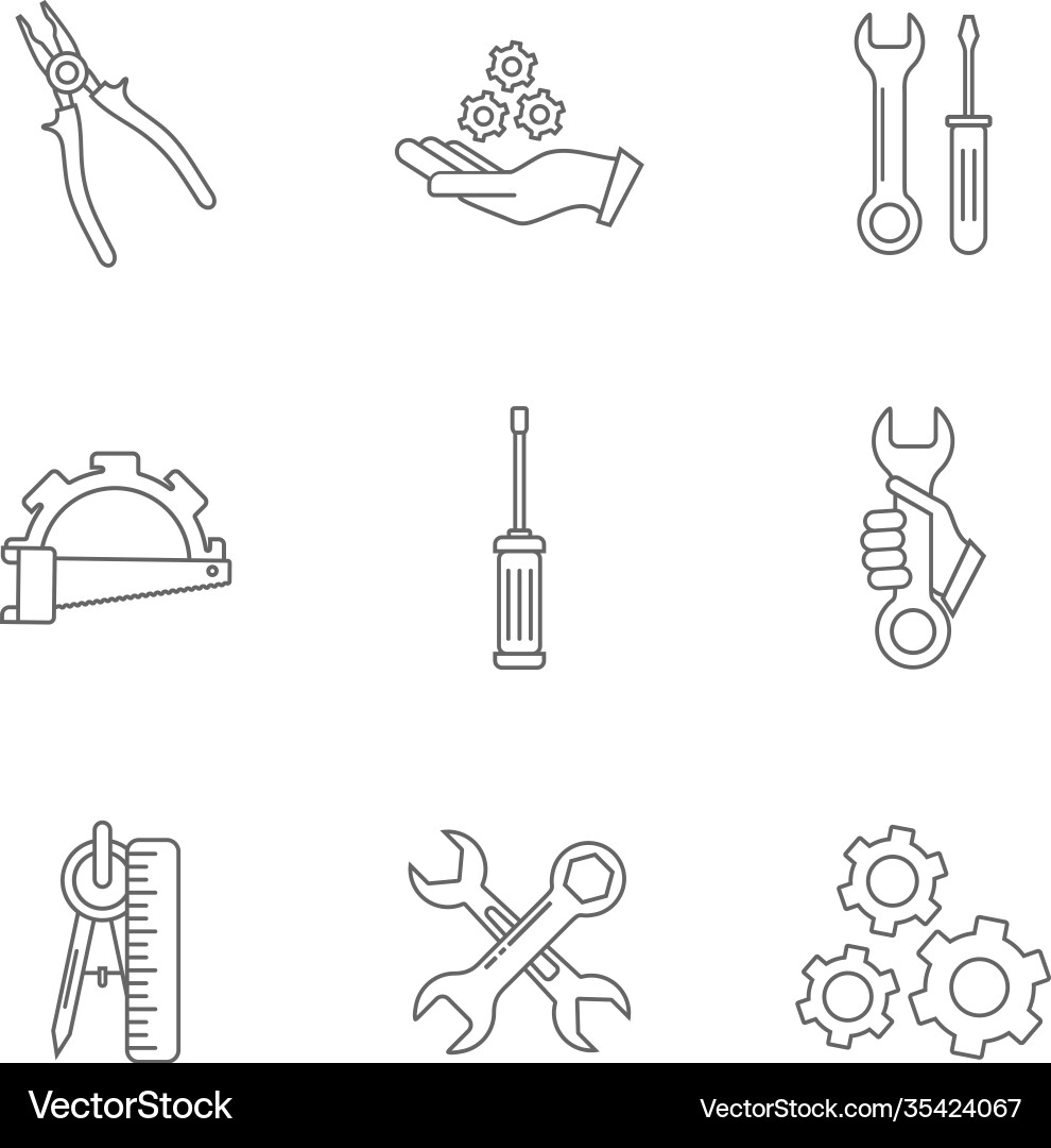Set technical icon engineering simple Set technical icon engineering simple Vector Image