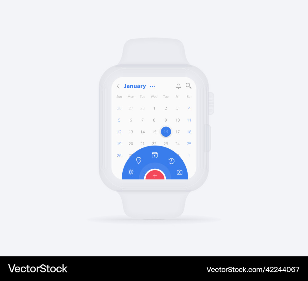 Smartwatch calendar planner app concept activity Smartwatch calendar planner app concept activity vector image