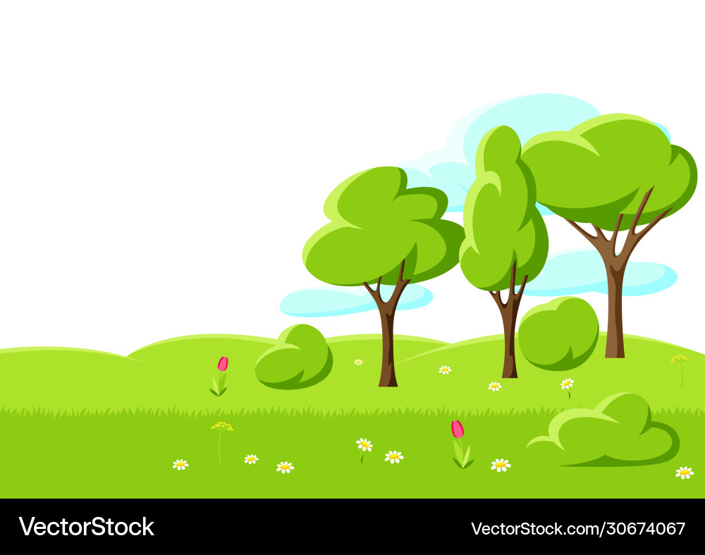 Spring or summer background with stylized trees Spring or summer background with stylized trees vector image