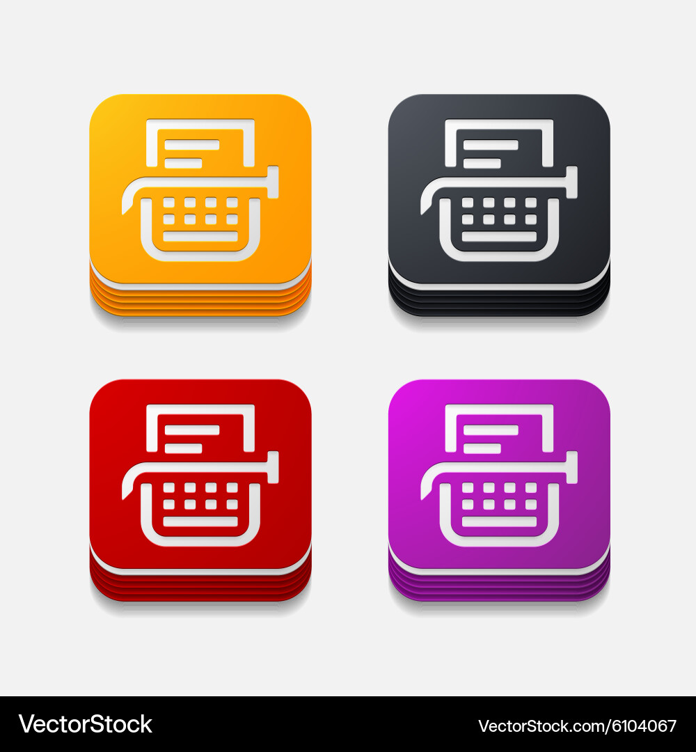 Square button typewriter Vector Image