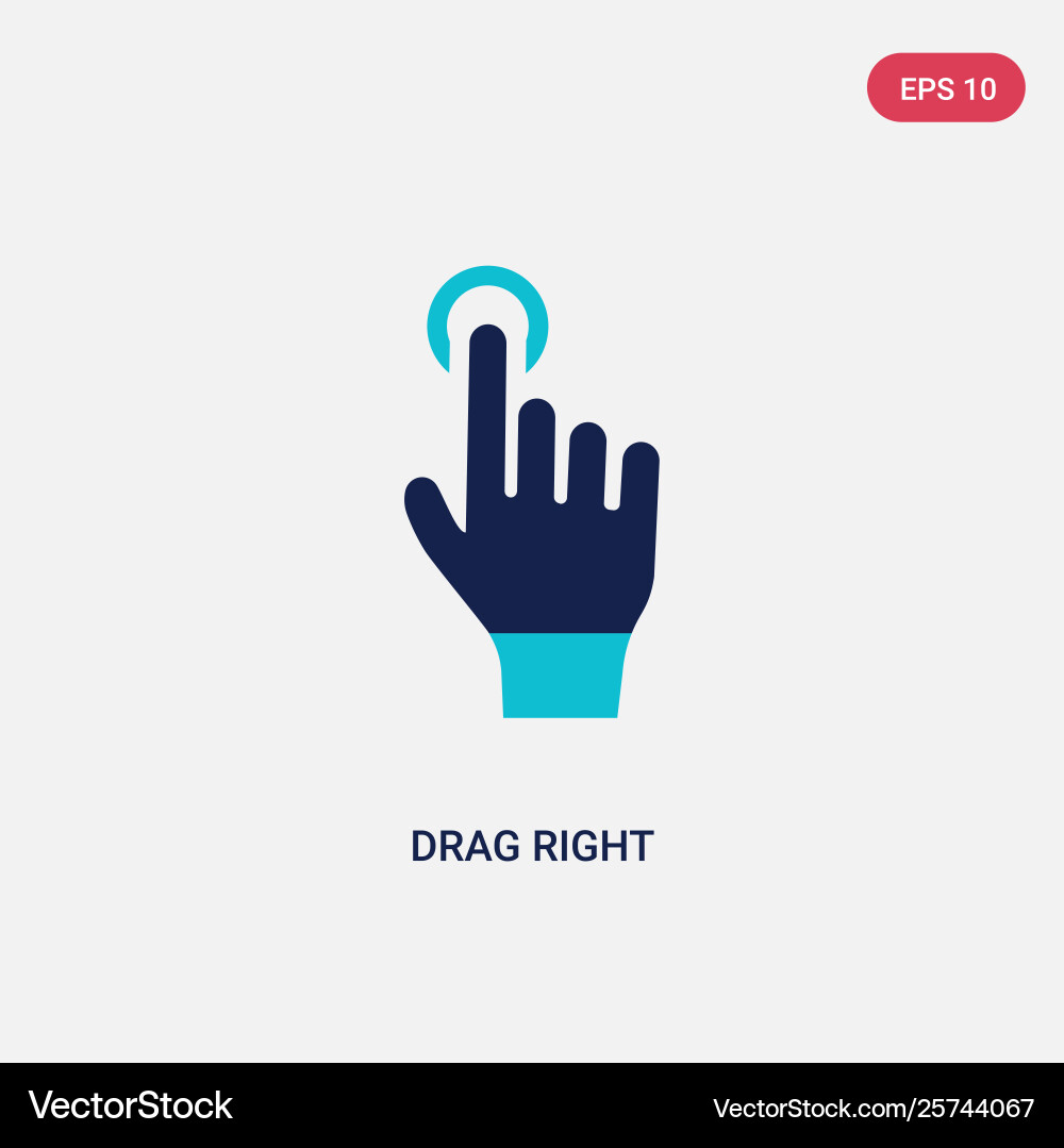 Two color drag right icon from gestures concept Two color drag right icon from gestures concept vector image