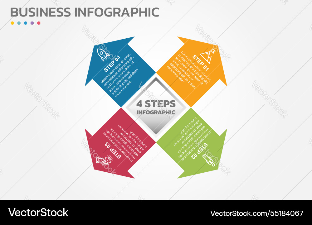 Visual data presentation cycle diagram with 4 Visual data presentation cycle diagram with 4 vector image