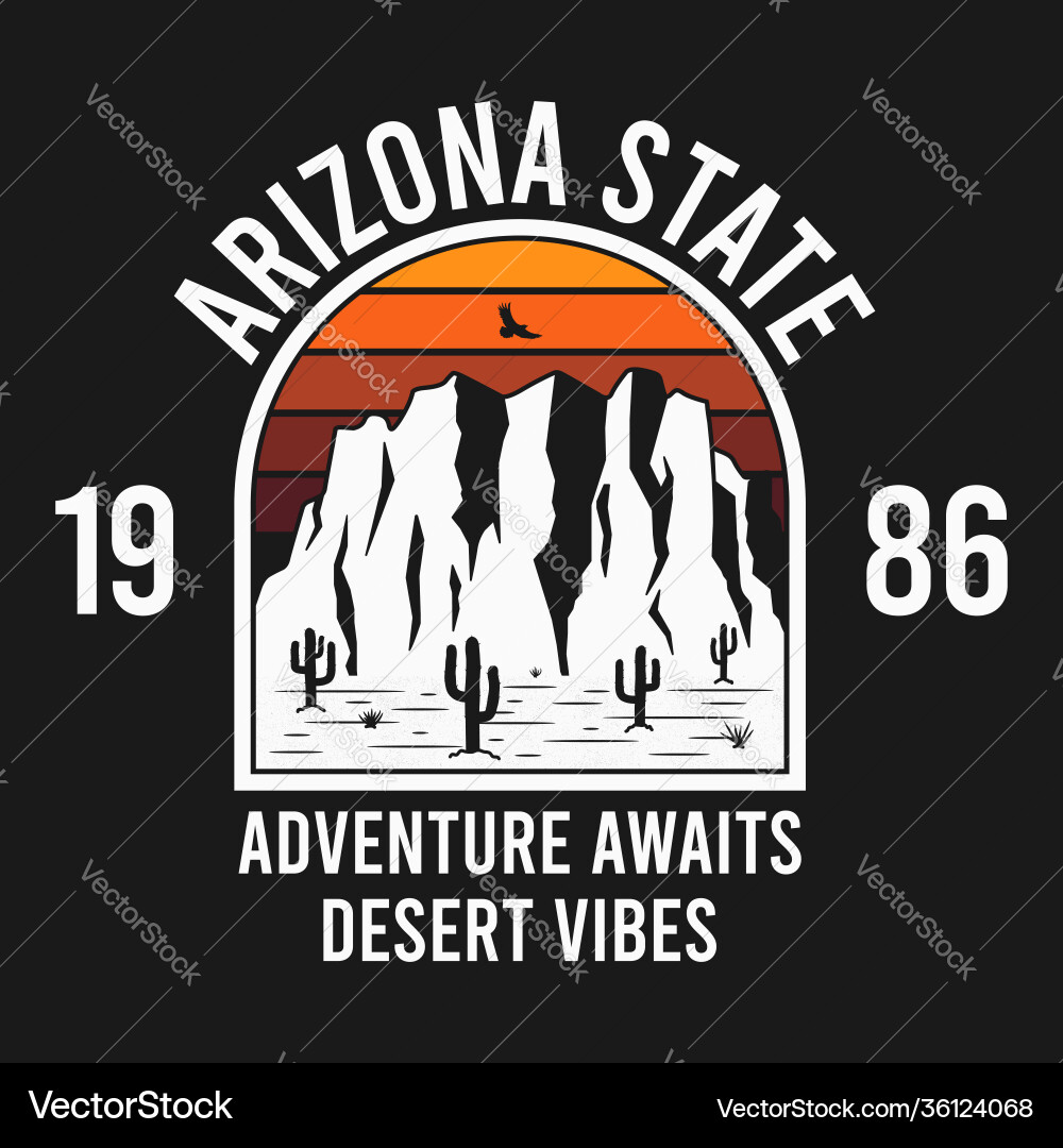 Arizona T-Shirt Design mit felsigen Bergen Arizona T-Shirt Design mit felsigen Bergen vektorbild