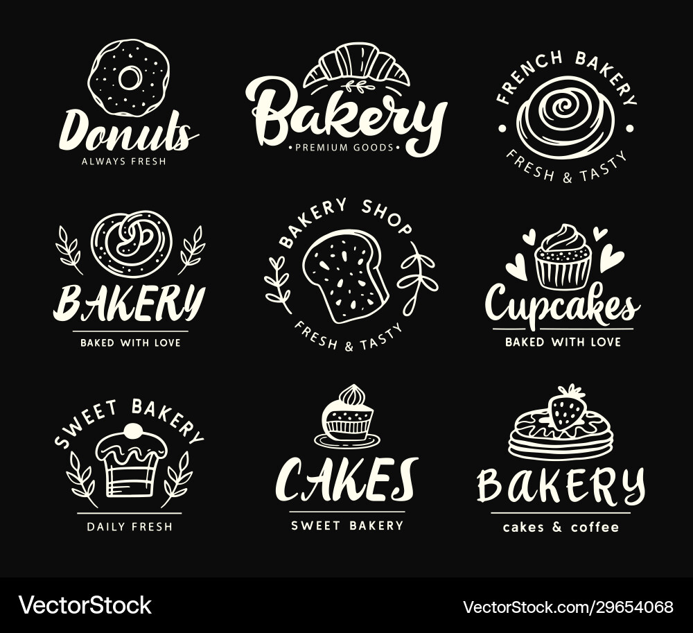 Bakery logotype set badelabel sammlung Bakery logotype set badelabel sammlung vektorbild