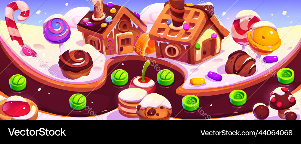 Candy planet game ui level map cartoon 2d menu vector image