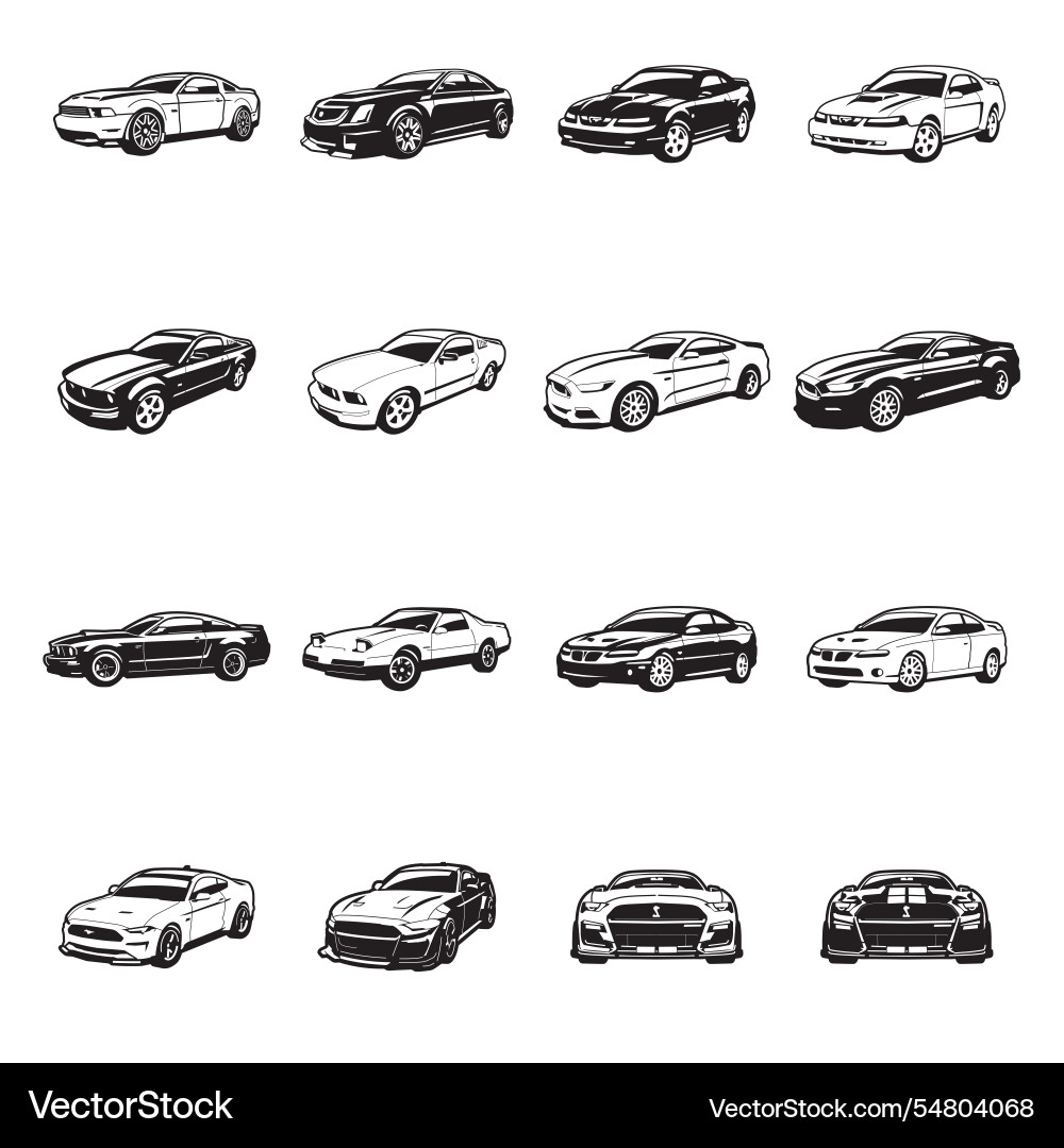 Classic Muscle Car Silhouettes Vector Image