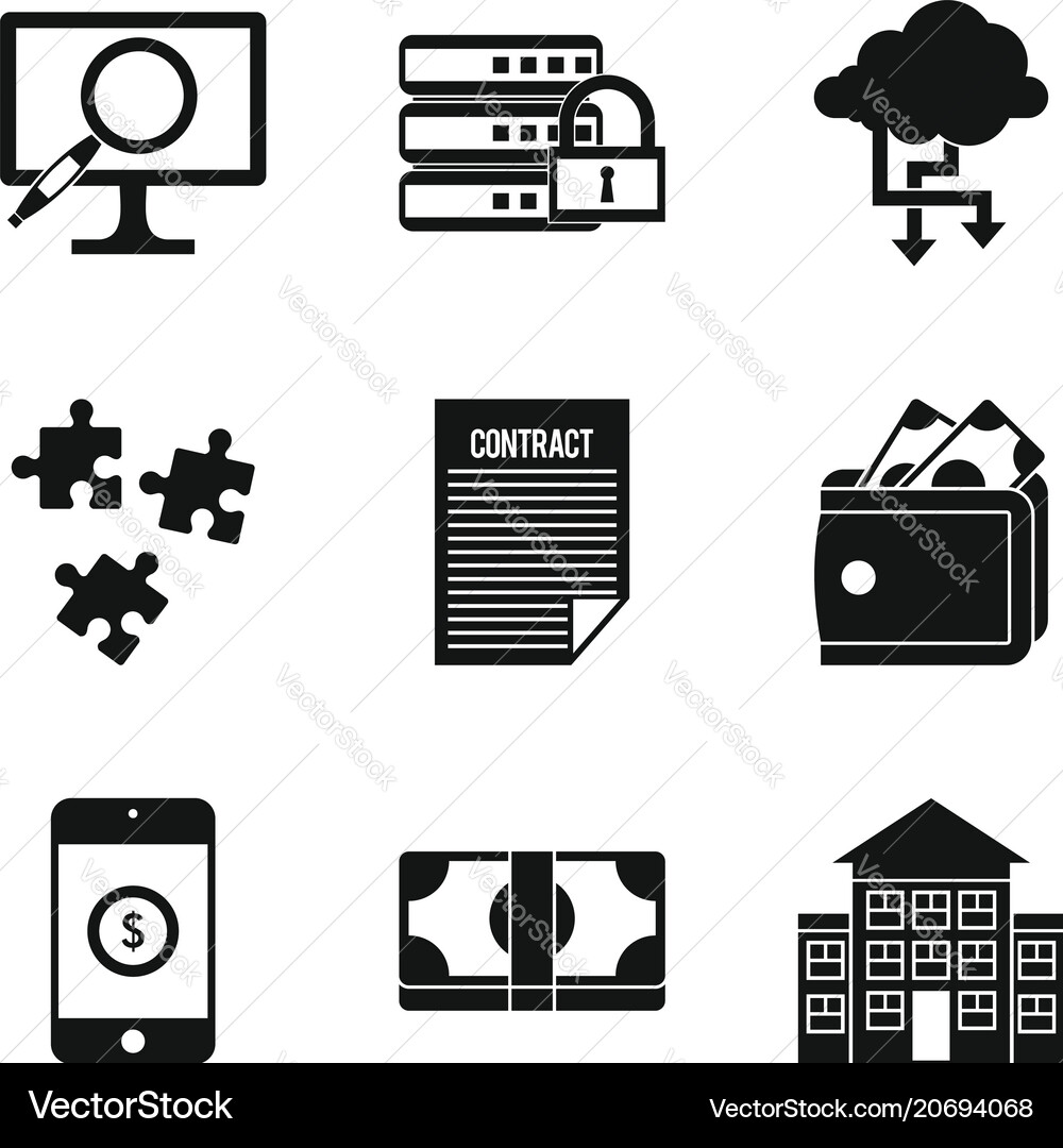 Computer expert icons set simple style Computer expert icons set simple style vector image