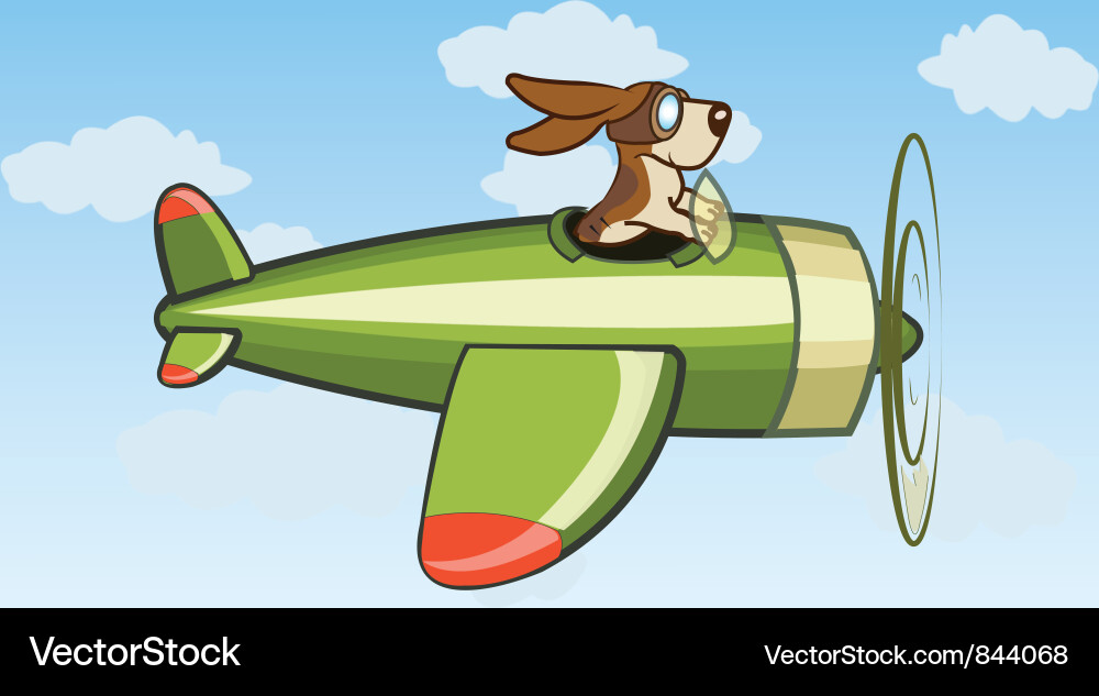 Cute Dog Pilot in Airplane Vector Image
