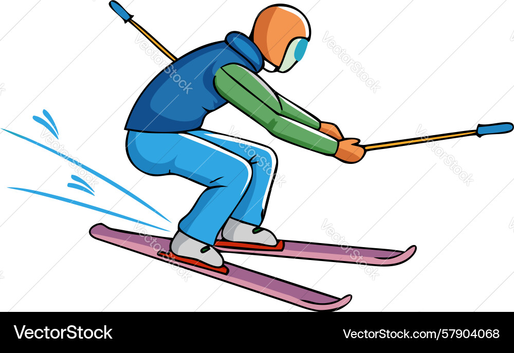 Dynamic skier in action design generative ai Vector Image